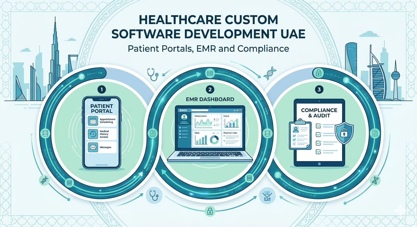 Featured image for Healthcare Custom Software Development UAE: Patient Portals, EMR and Compliance